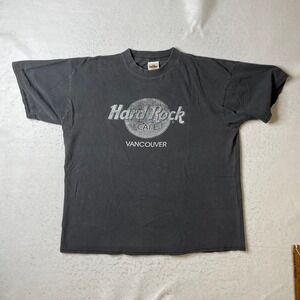 Vintage Hard Rock Cafe Vancouver T Shirt Mens XL Gray Faded Distressed Cotton